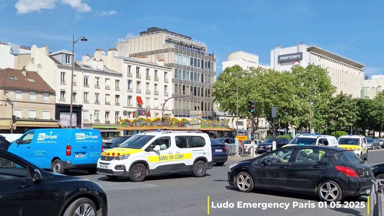 Rare Imposant Convoi SAMU PARIS 92 93 94 ( Ford ranger  SAMU 92 Logistique .. avec US ) en urgence
