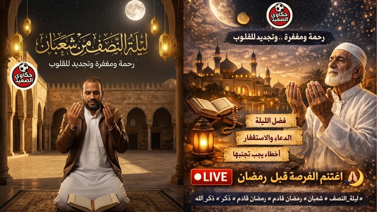 #بث_مباشر ليلة النصف من #شعبان بين الرحمة والمغفرة وتجديد القلوب #ليالي_الرحمة مع #قناة_حكاوي_الصعيد