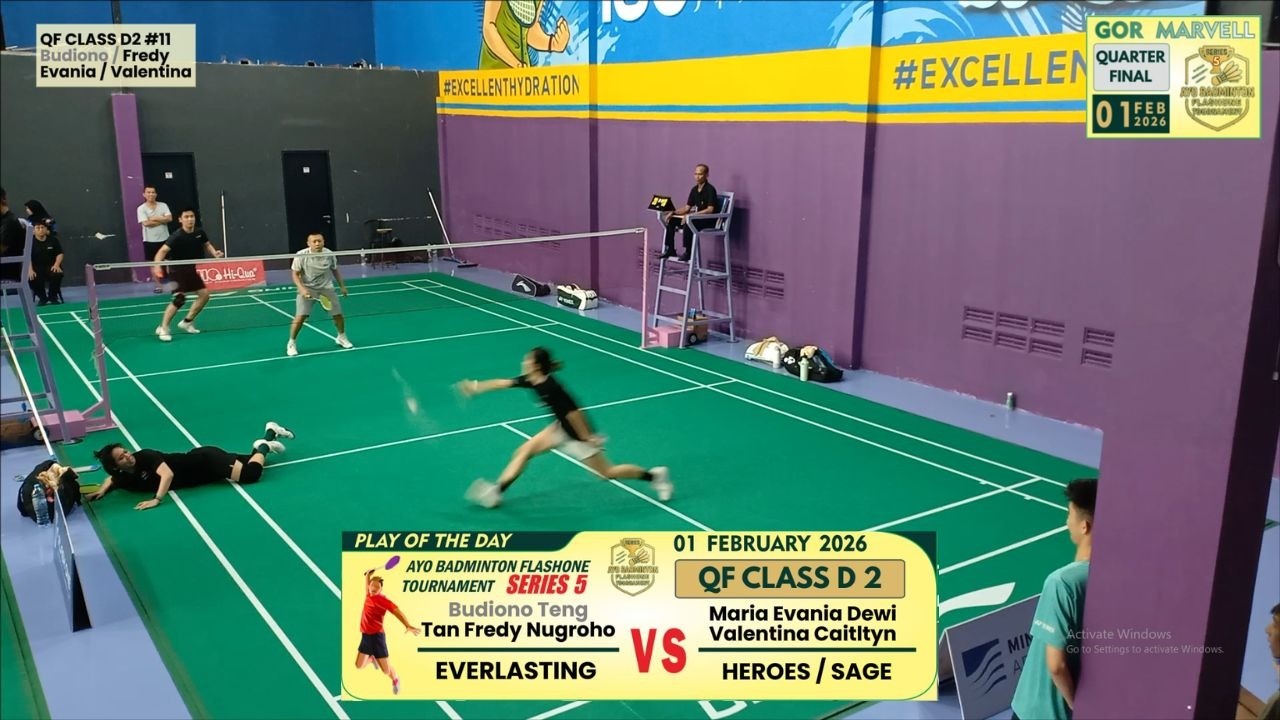 AYO BADMINTON SERIES 5  D2 #11 QF BUDIONO + FREDY (EVERLASTING) VS VALENTINA + EVANIA (SAGE/HEROES)