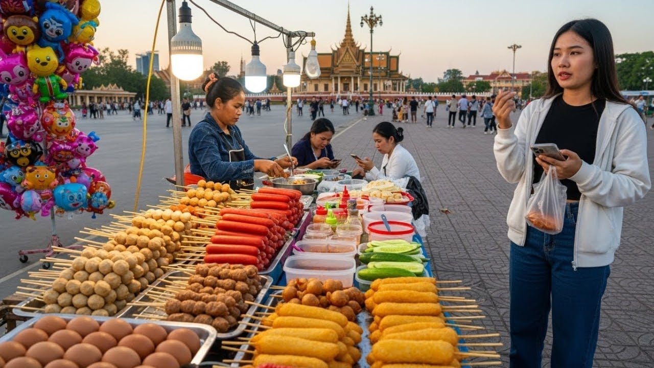 4K HDR: Walk Tour in Riverside Phnom Penh Cambodia