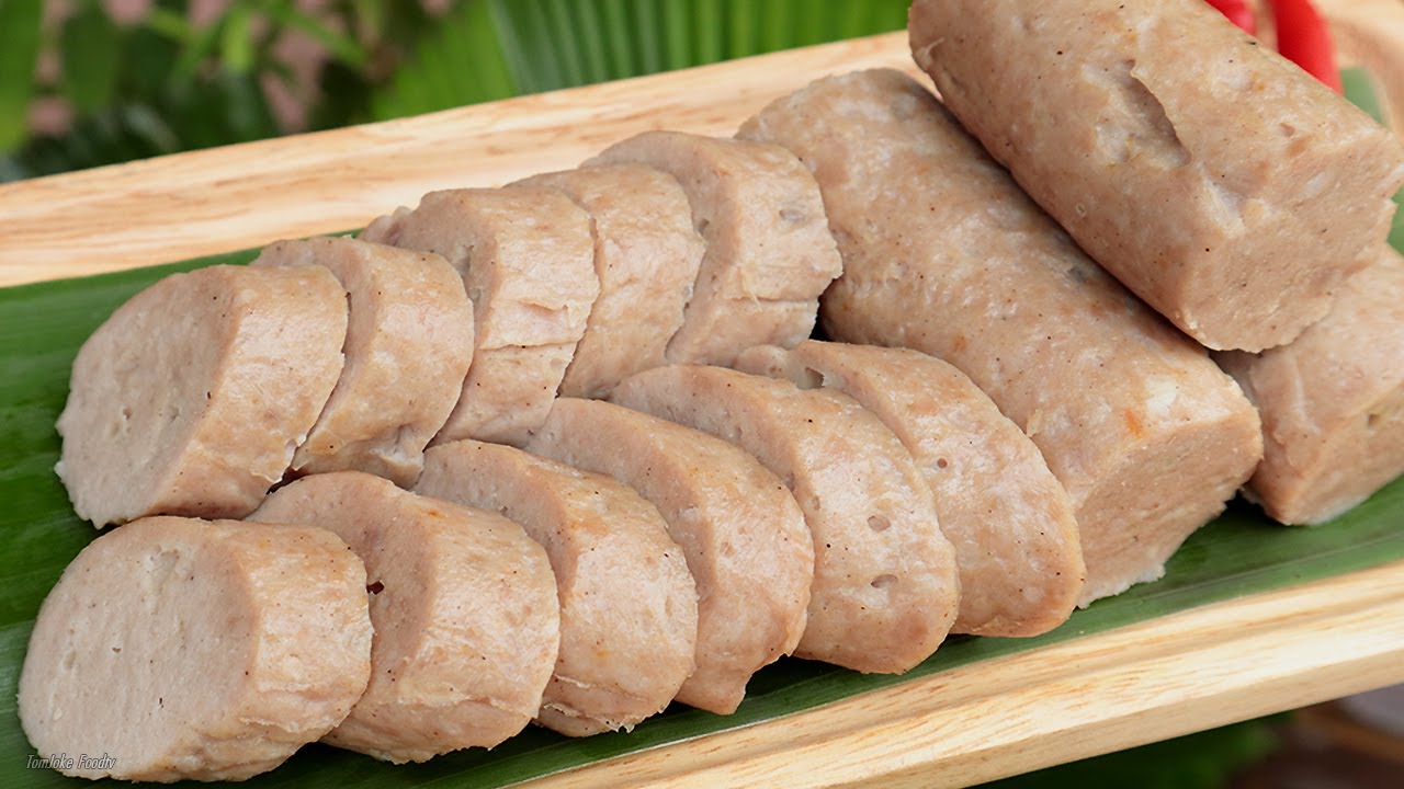หมูยอ สูตรทำกินเองที่บ้าน อร่อยเด้งหนึบๆทำไม่ยาก White Pork Sausage (Moo - Yor)