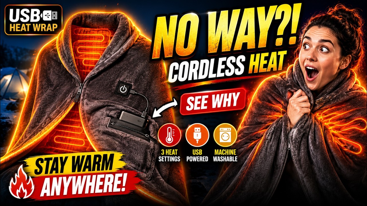 FREEHILL Battery Operated Heated Blanket Review &mdash; Portable 9V Cordless Wearable Shawl | Best Winter
