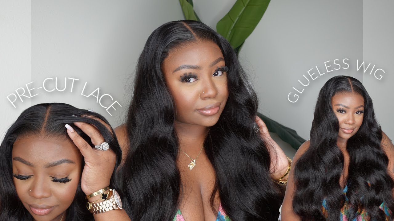 GLUELESS PRE-CUT LACE BODY WAVE LACE INSTALL | WIG FEVER