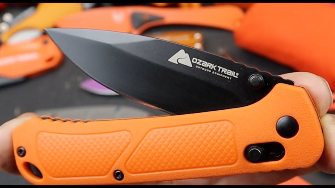 Lookout Benchmade! $10 Walmart Ozark Trail "Axis Lock Bugout?" D2 steel, orange scales, scary sharp.