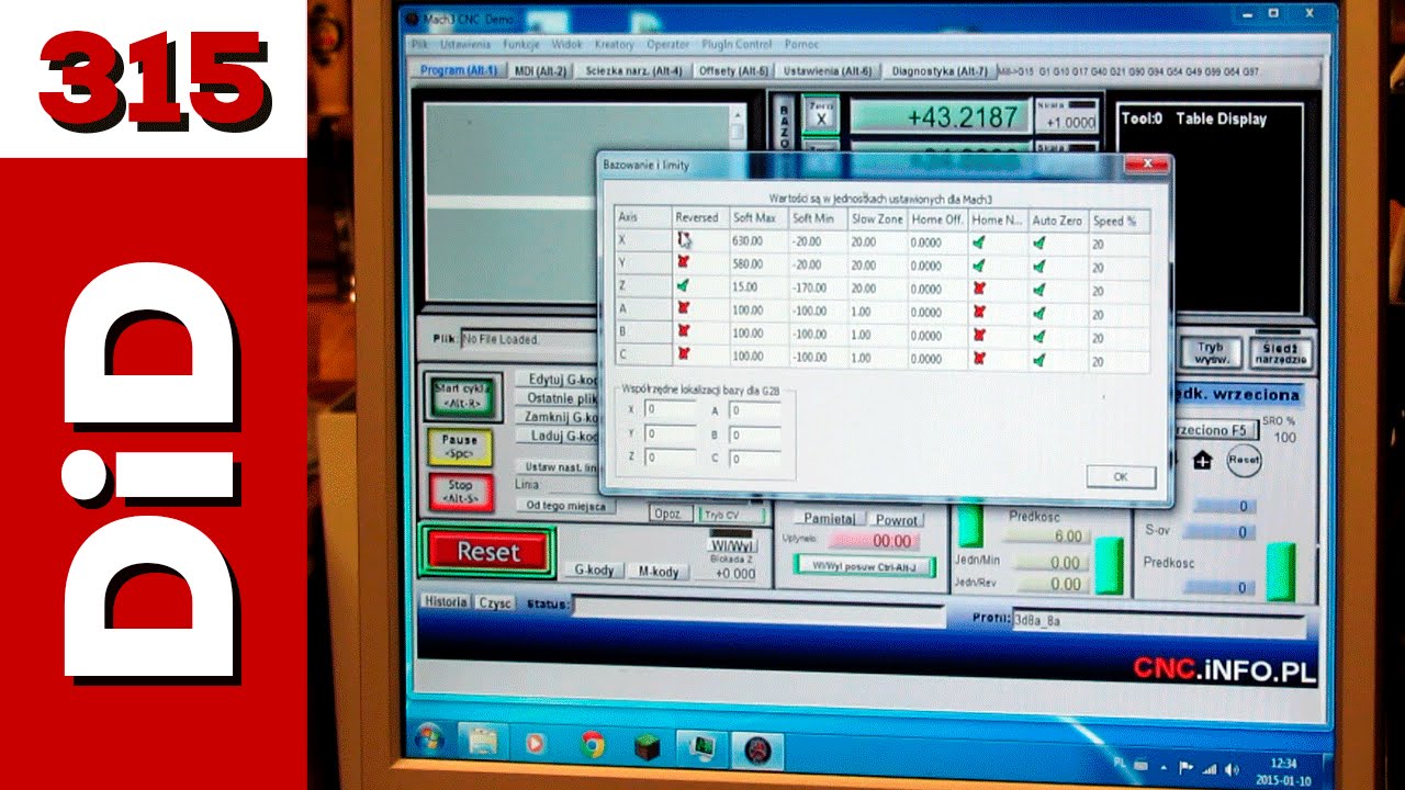 315. CNC DiD - MACH 3, krańcówki, limity, home