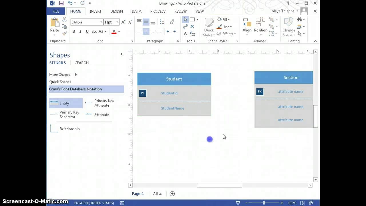 How to create ER diagram by using Visio 2013