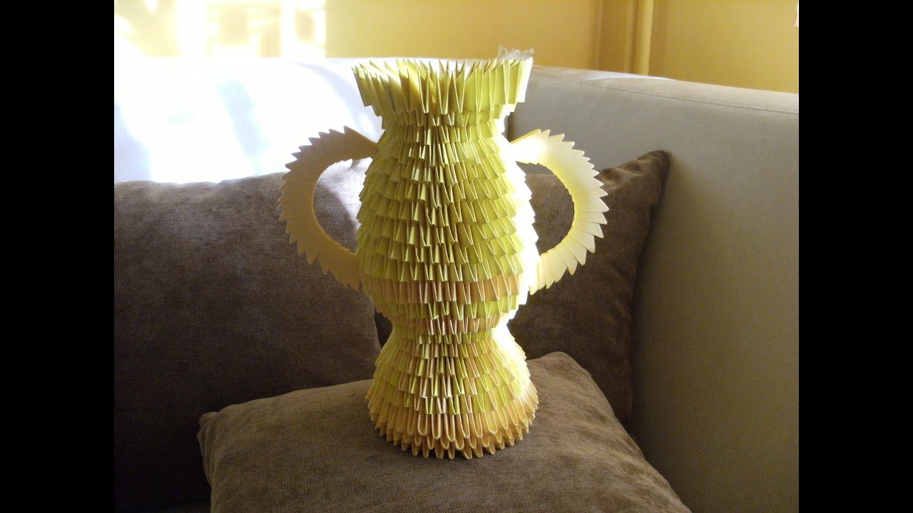 3D origami - GOLDEN TROPHY - VASE - how to make instruction