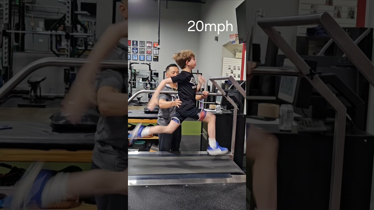11 year old runs 20mph on super treadmill christian shev ⚾️ #nike #nikerunning @nike