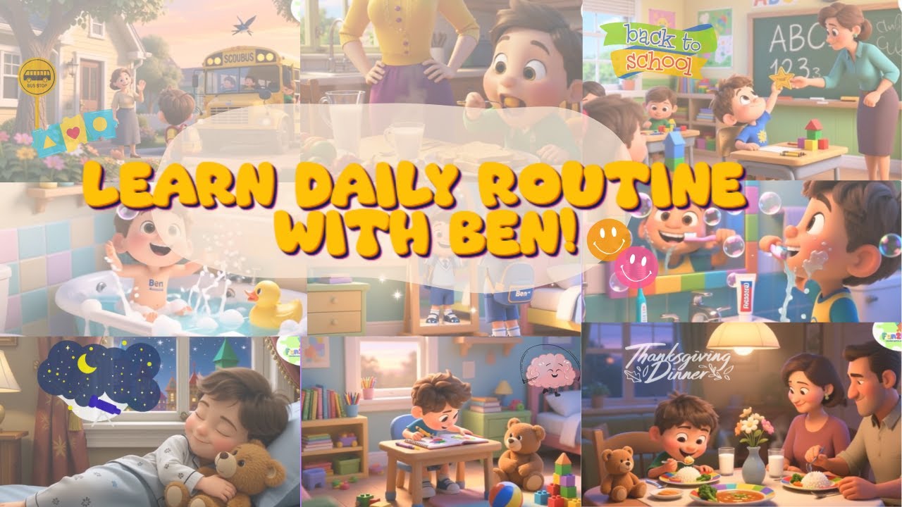 Learn Daily Routine with Ben! 🧸 Morning to Night for Toddlers”