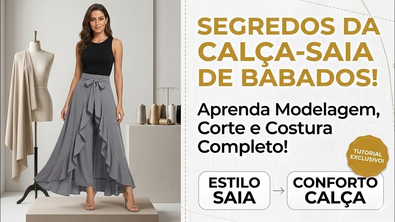 ✅️ DIY Como fazer Calça Saia com babado_Costura fácil passo a passo para iniciantes Gisleide Novelo