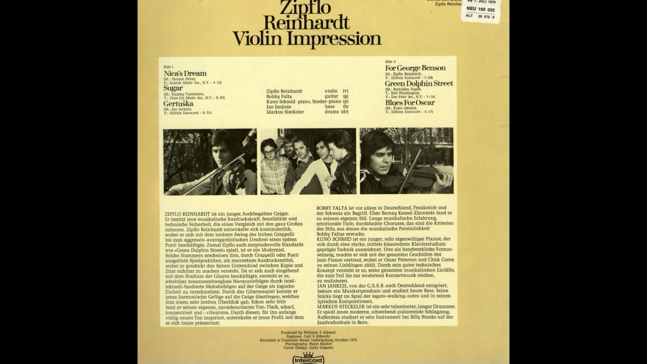 GREEN DOLPHIN STREET Zipflo Reinhardt - Bobby Falta & friends
