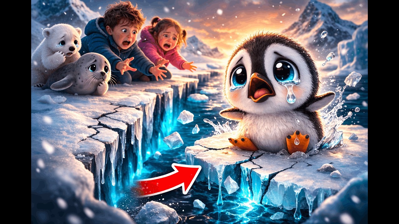 Baby Penguin Lost on the Melting Ice 🐧💔
