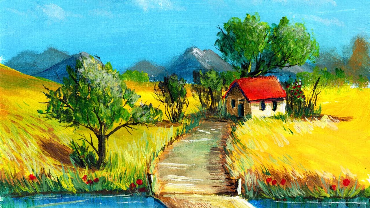 Peisaj de VARA in acrilice - How to paint landscape in acrylics
