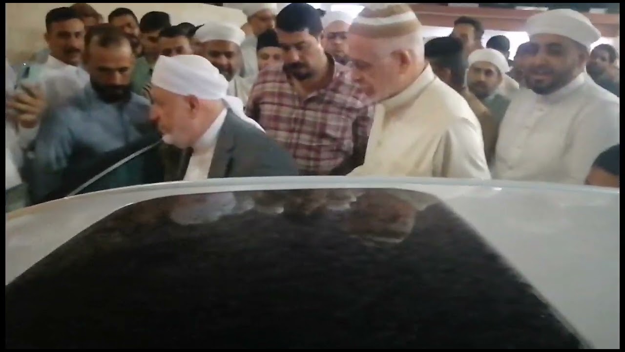 توديع حضرة الشيخ سعدالله أحمد عارف البرزنجي من جامع الإسراء والمعراج في منطقة ابو غريب بعدسه بلال