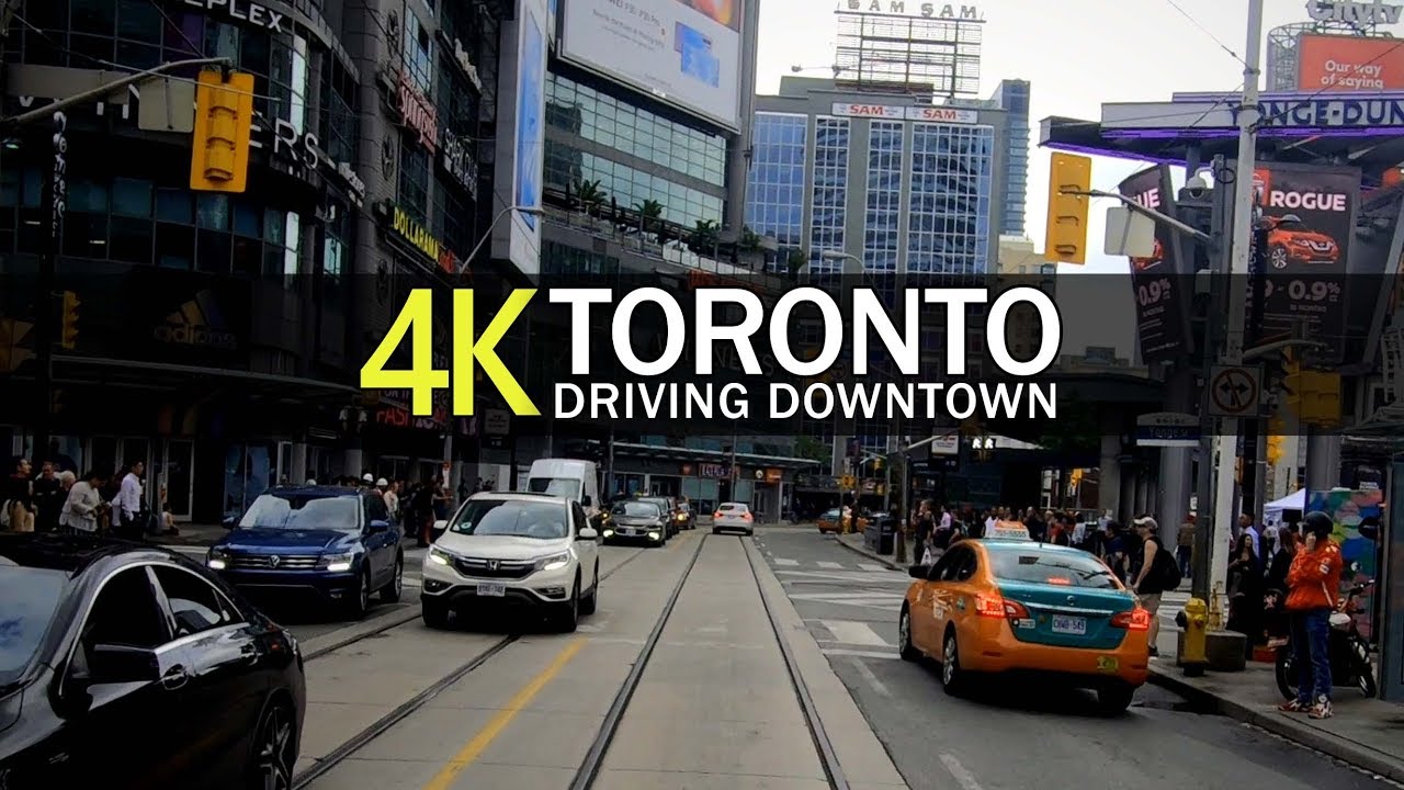 Toronto 4K  - Driving Downtown - Ontario, Canada  CN Tower, University of Toronto