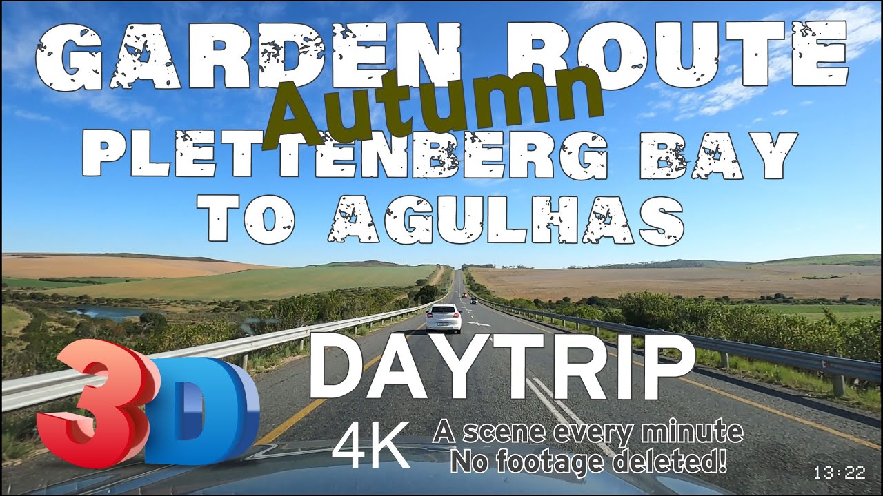 4K Driver's views : Plettenberg Bay via Garden Route to Agulhas : Weather not ideal in beginning