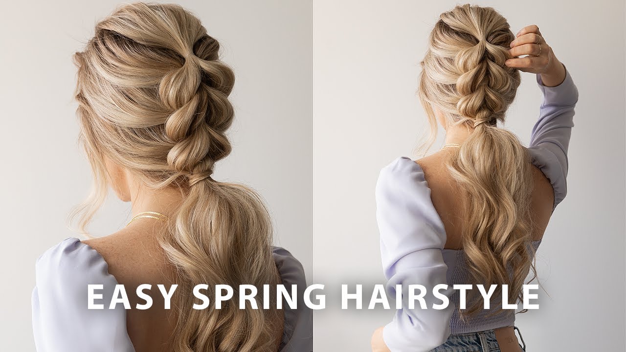EASY BRAIDED PONYTAIL HAIRSTYLE SPRING 🌷 Wedding, Bridal, Long Hair