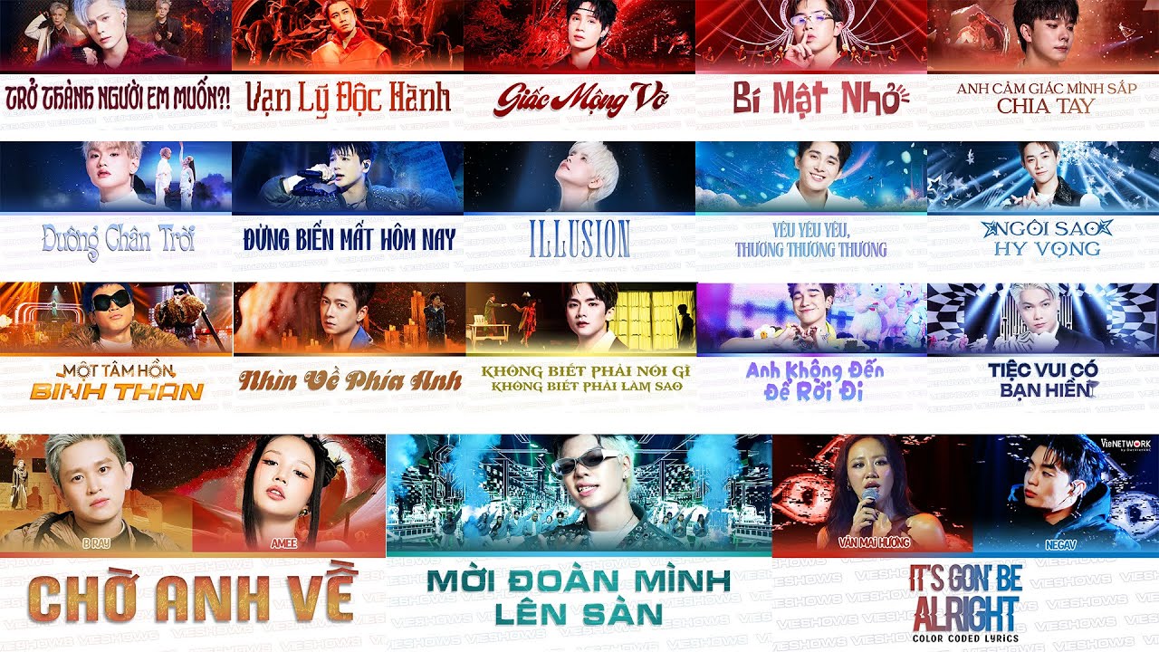 Playlist Lyrics 18 Tiết Mục SOLO của 18 Anh Trai tại chung kết (Color Coded Lyrics)