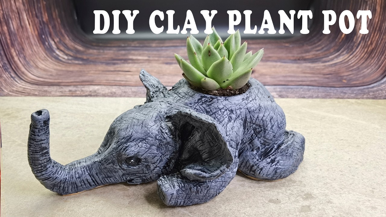 DIY Clay Elephant Plant PotHand-Sculpted Elephant Planter | ZX Bloom