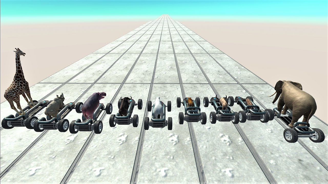 Animal Kart Race. Flat long straight course! | Animal Revolt Battle Simulator