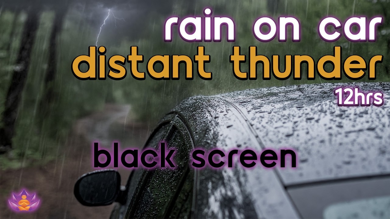 [Black Screen] Drifting Off in Parked Car | Rain on Car with Distant Thunder | Sleep Rain Sounds