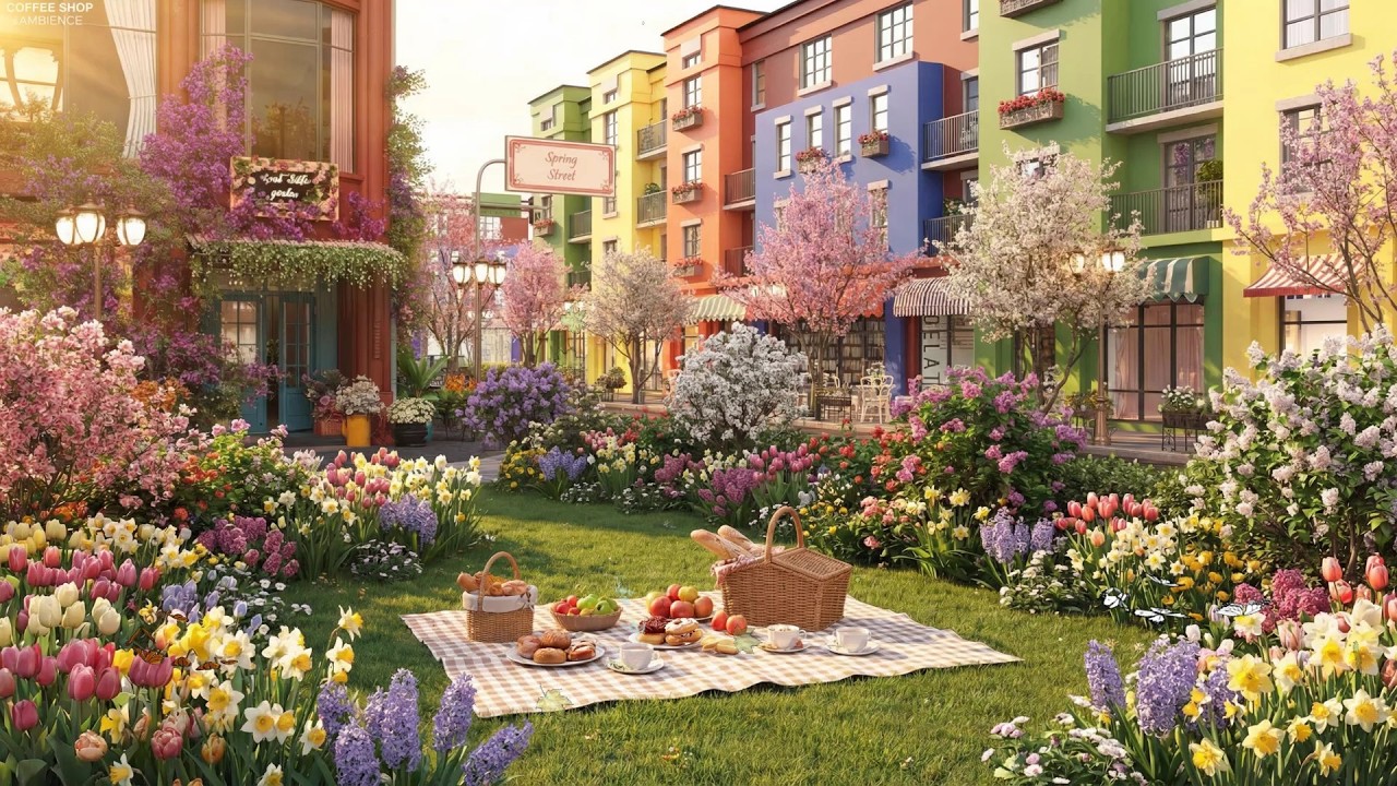 Sweet Spring Jazz Music in Cozy Spring Park on Springtime day & Warm Breeze For Sleep, Work, Study