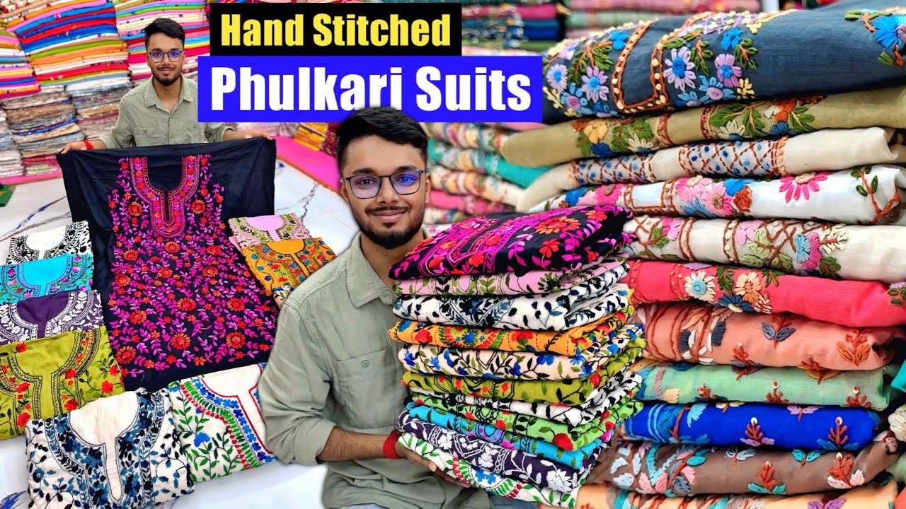 Hand Embroidered / Hand Stitched Phulkari Suit Wholesaler / Knot Work Dress Material & Suit Pieces 🔥