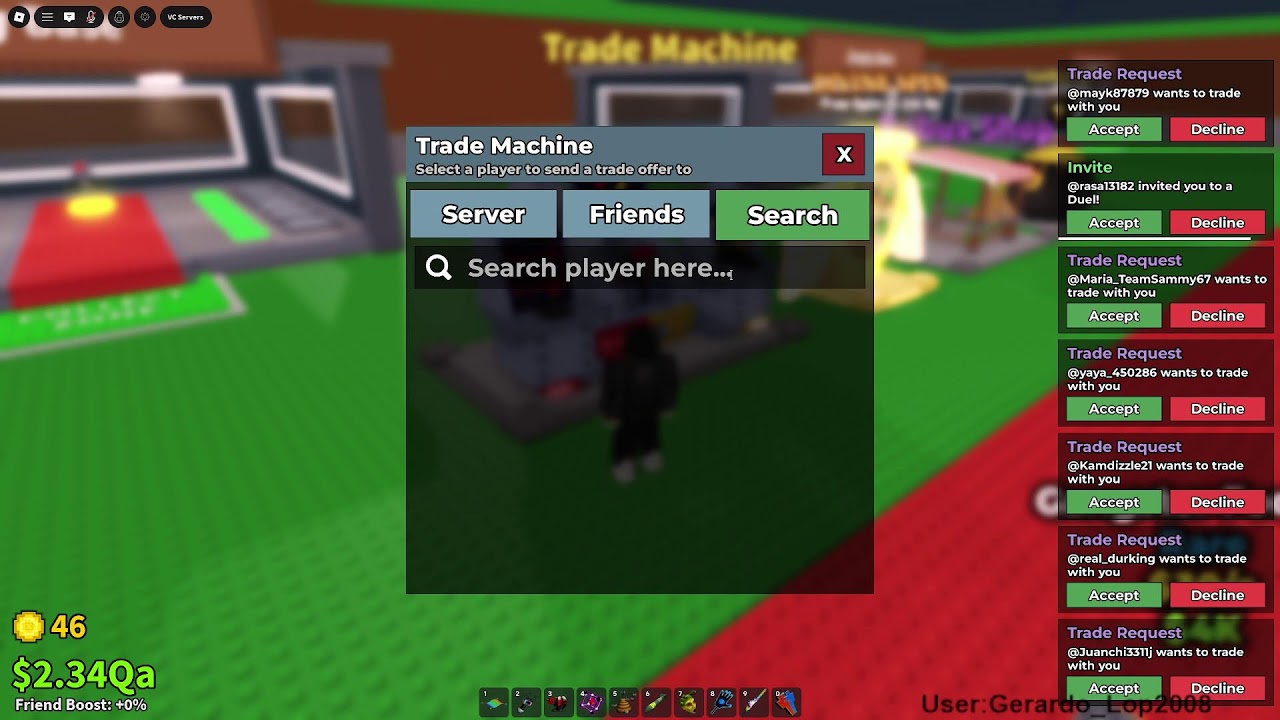 Steal a brainrot Trading or duels and my user is Gerardo_lop2008