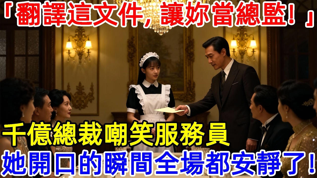 「翻譯出這文件，我就讓妳當總監！」總裁嘲笑清洁工，她開口的瞬間，全公司都安靜了！#故事頻道 #故事分享 #情感#臺灣#情感故事#幸福人生