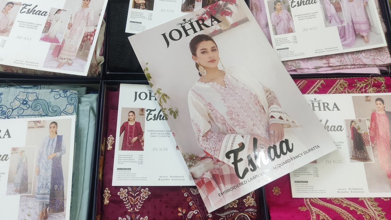 *JOHRA EID COLLECTION* Eshaa by JOHRA embroidered Lawn with Jaquard dupta