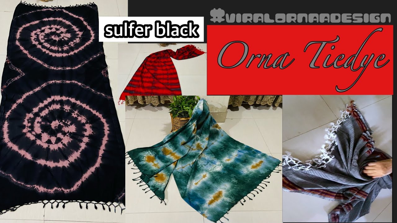 How to-make Tiedye Ornaa tutorial by sulferblack. সালফার কালো রং দিয়ে ওড়না টাইডাই ডিজাইন। #Tiedye