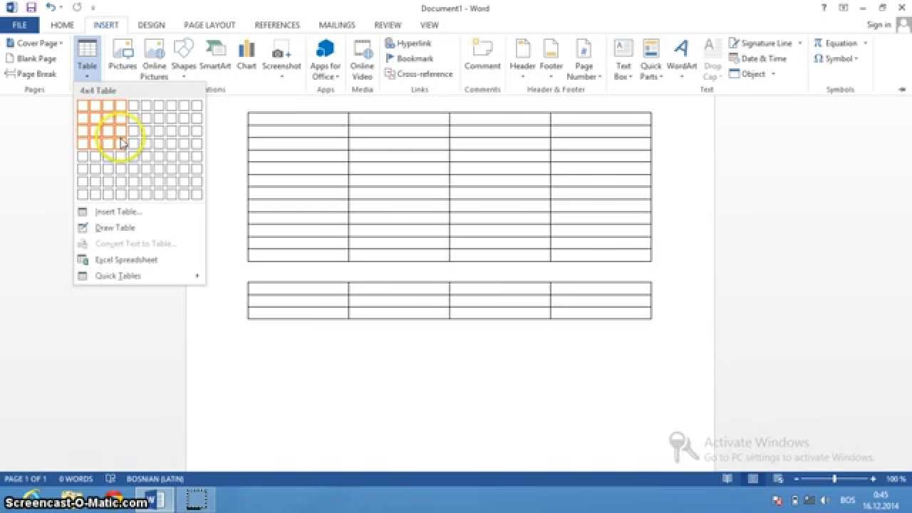 MS WORD 2013 RAD SA TABELAMA   VIDEO TUTORIAL