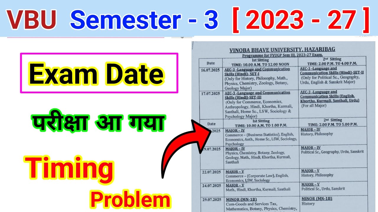 Semester 3 Exam date Routine 2023 27 l sem 3 examination program calendar l semester 3 Exam kab hoga