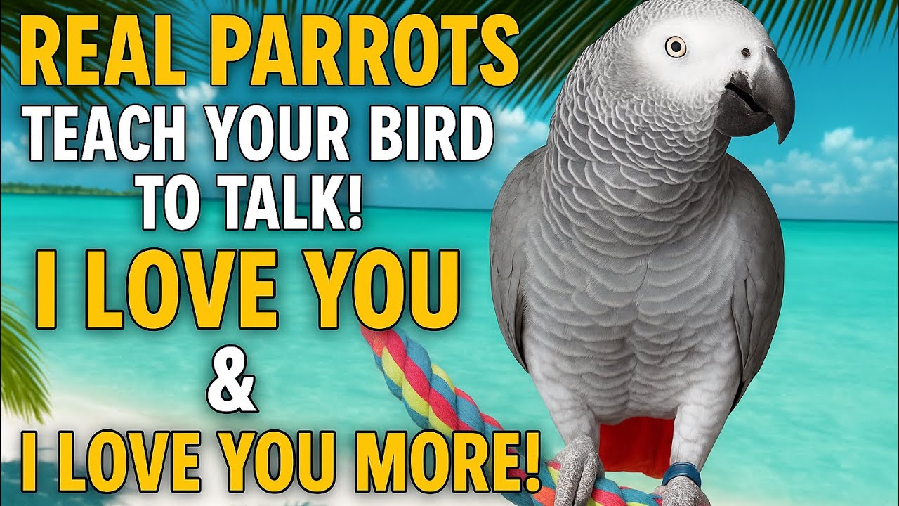 Real Parrots Teach Your Bird to Talk! African Grey Training: Say “I Love You” & “I Love you More!” 