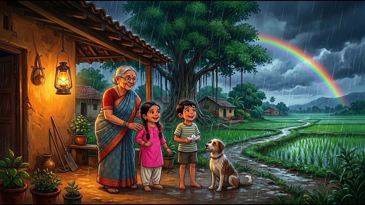 Ghibli Style Indian Village Life 🌧️ | The First Monsoon | Cozy Rain Animation