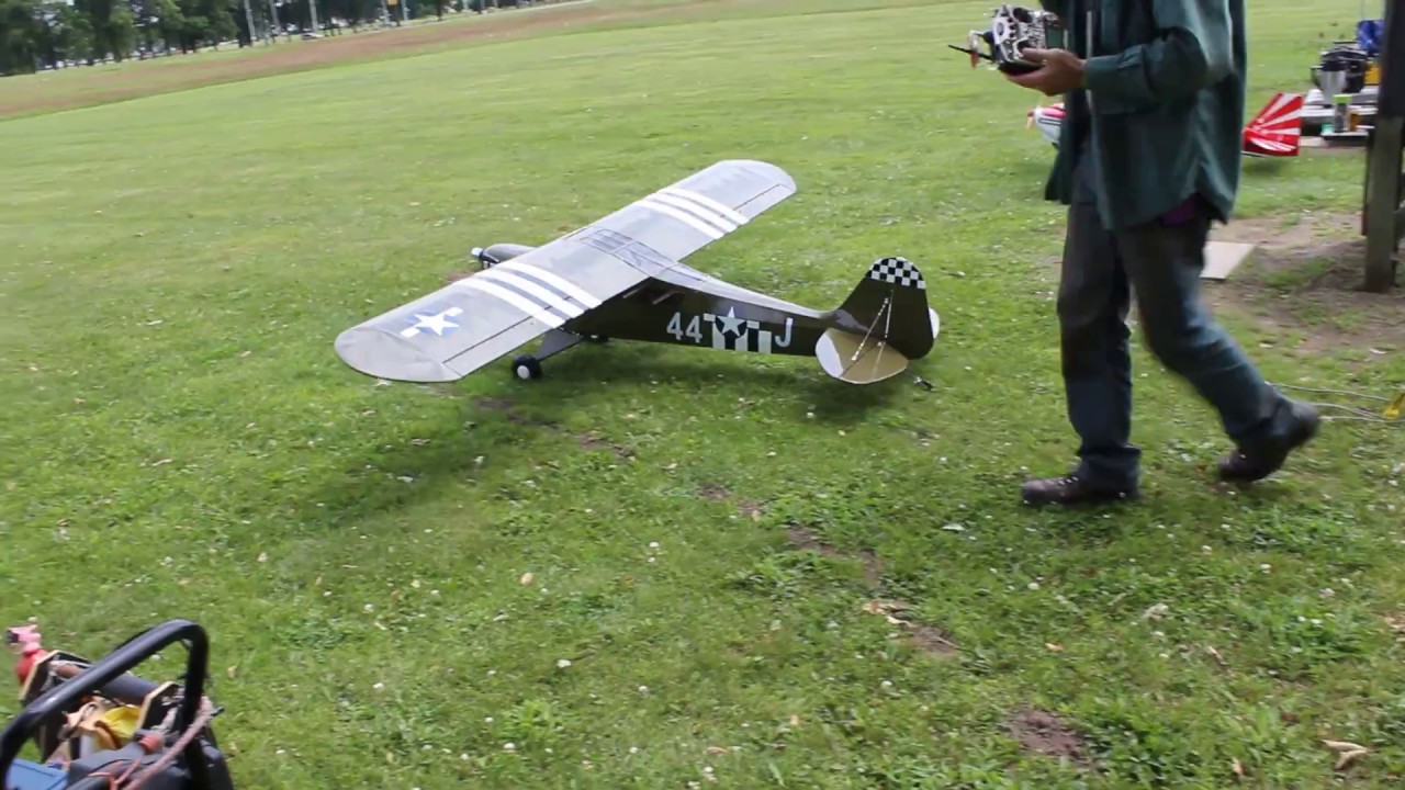 rc plane 1/4 scale piper L4 grasshopper at Detroit AeroModelers club