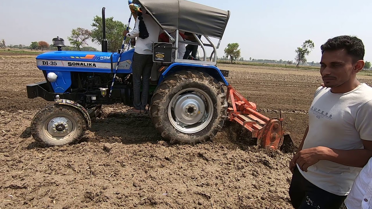 Sonalika DI-35 tractor 39 HP average 1.25 litter in 6 minute with rotavator
