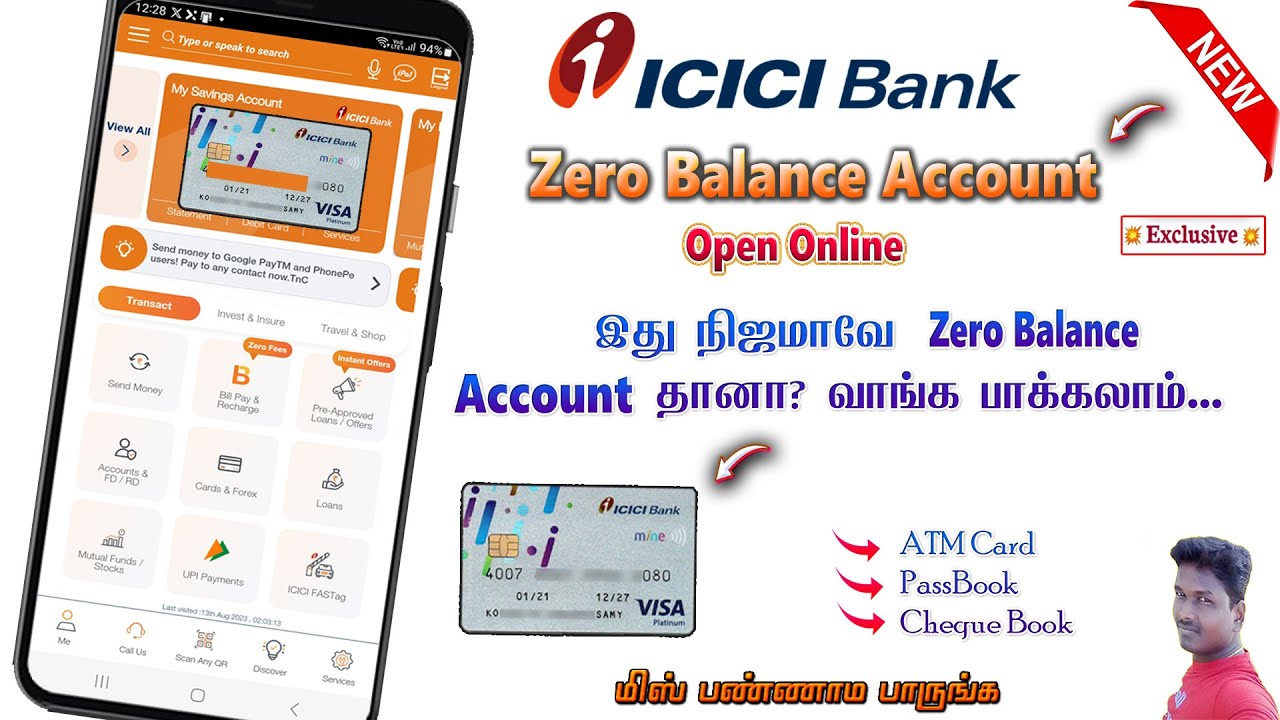 Icici  Bank Digital Zero Balance Account open full review in Tamil 2023@Tech and Technics