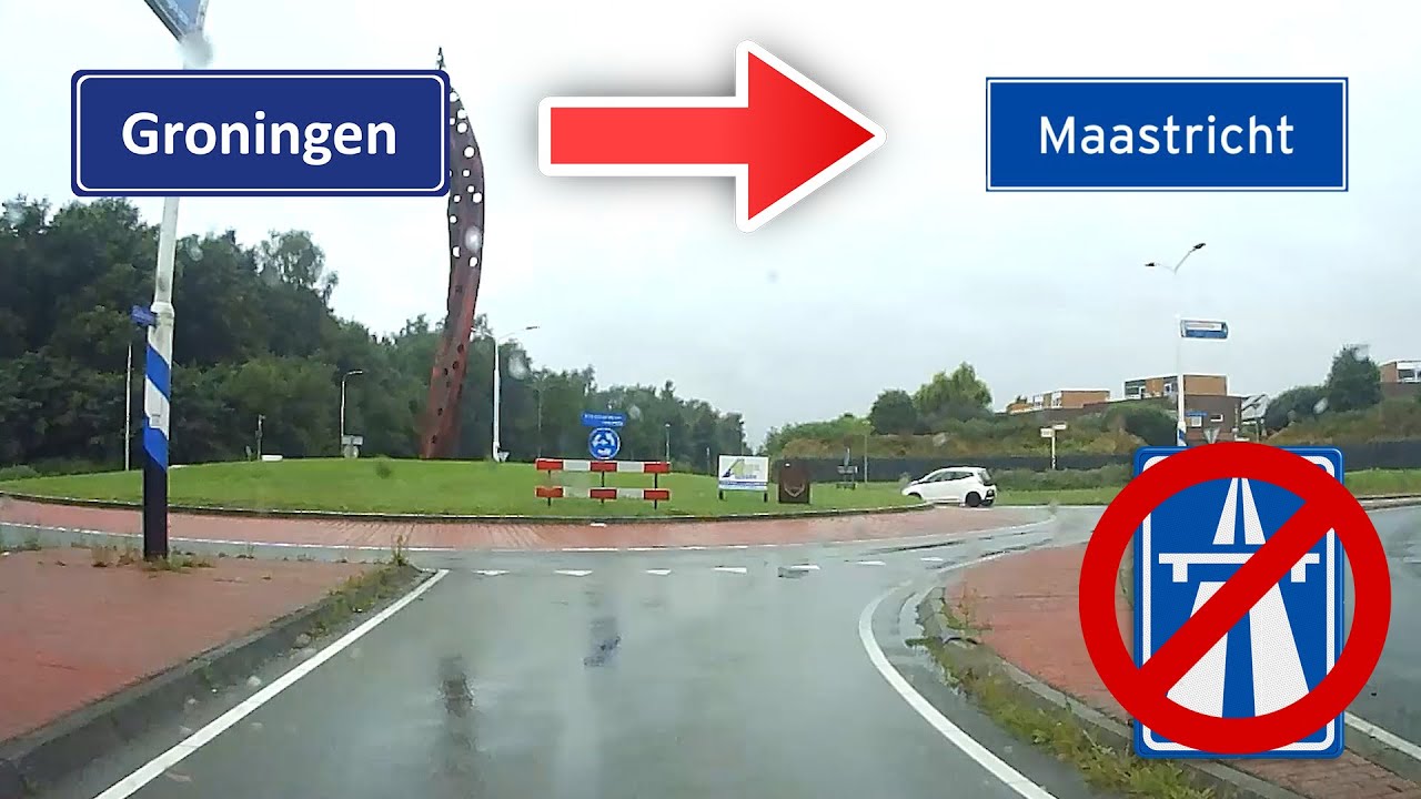 DRIVING in THE NETHERLANDS from NORTH to SOUTH WITHOUT taking MOTORWAYS | GRONINGEN - MAASTRICHT