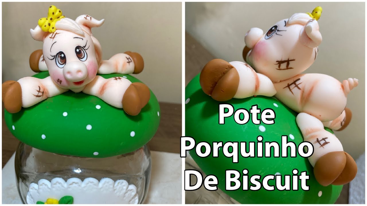 Pote Porquinho Porta Caldo de biscuit/Arte com a Paty Biscuit