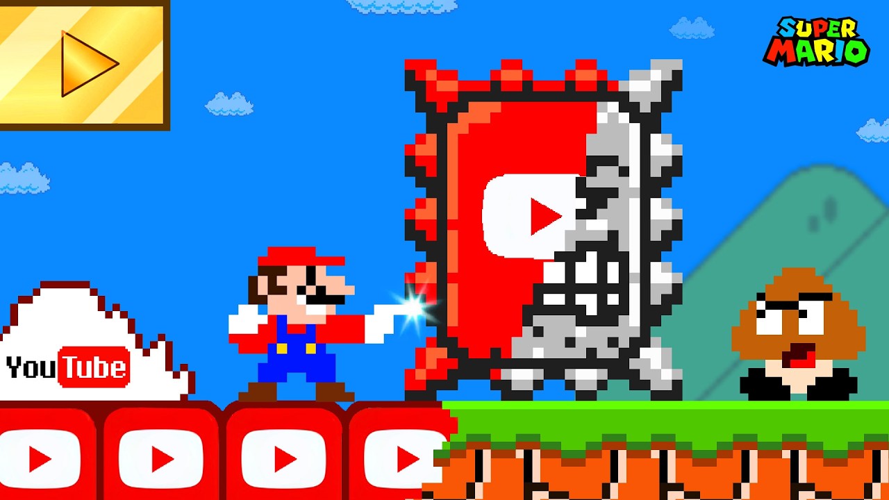 Super Mario Bros., но Марио превращает всё в YouTube!