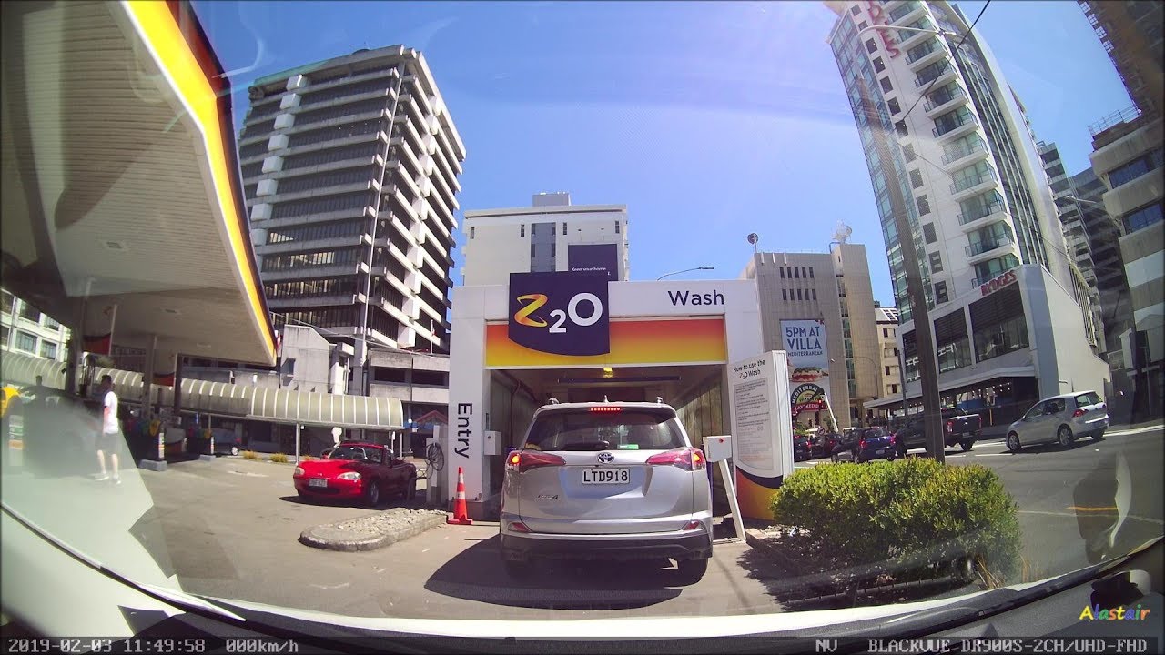 NZ Dash Cam Blackvue DR900S 2-CH EP 10: Wellington CBD Z Car Wash.