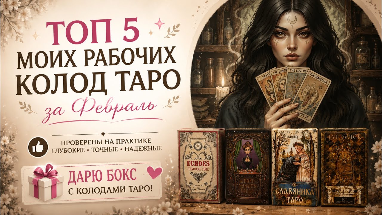 ТОП 5 моих рабочих колод за Февраль 👍 + Дарю бокс с колодами Таро 🎁