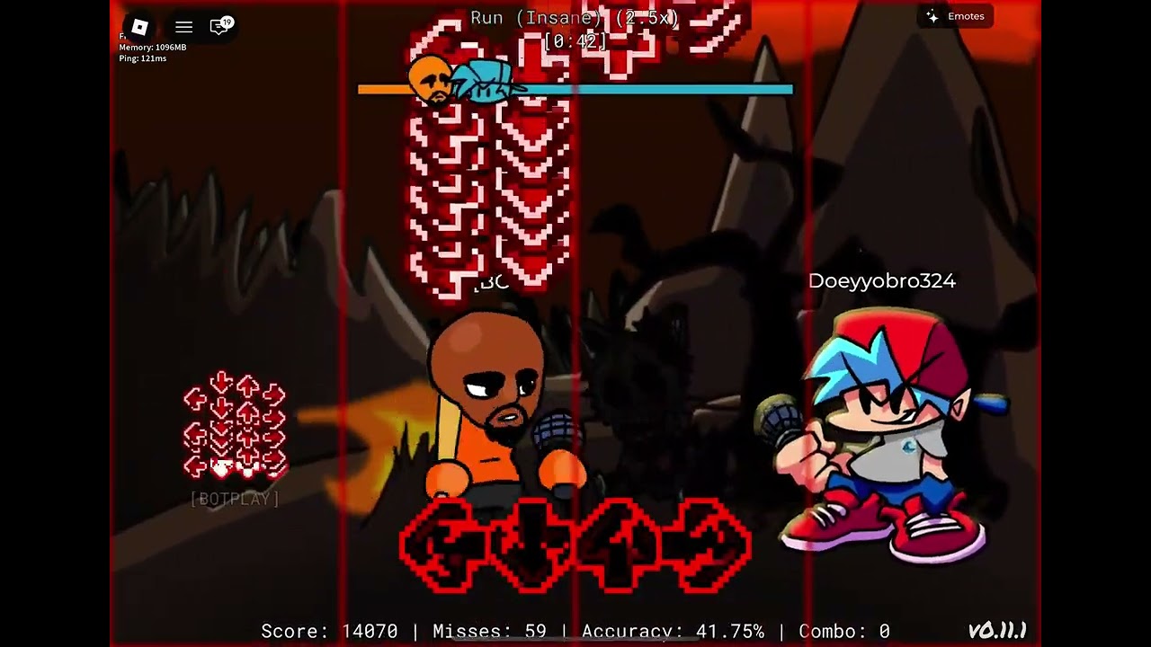 Run vs Bob but I made it 10x harder ( FNF ) ( can silly beat this? Part 1 ) ( 2.50x speed )
