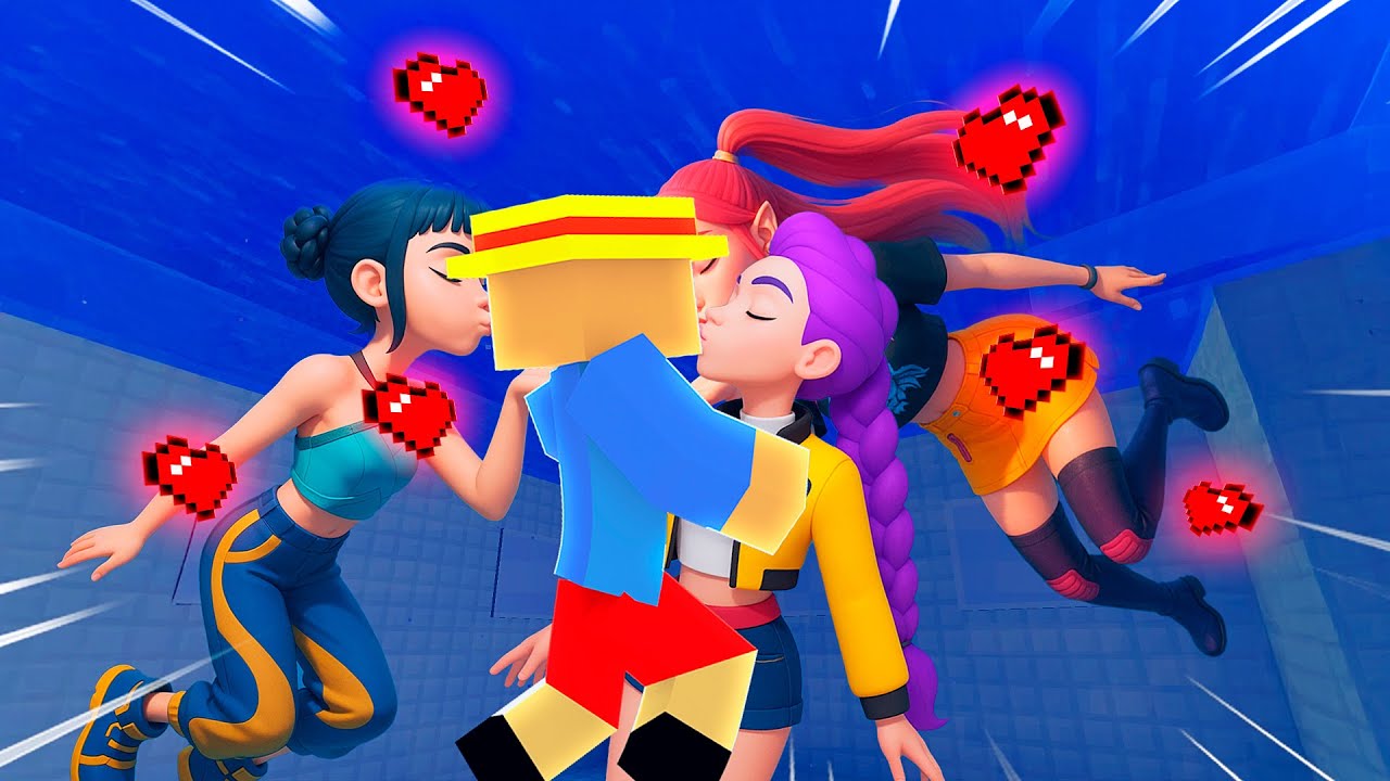 BESO DEBAJO DEL AGUA A LAS HUNTRIX GUERRERAS KPOP EN MINECRAFT 😍