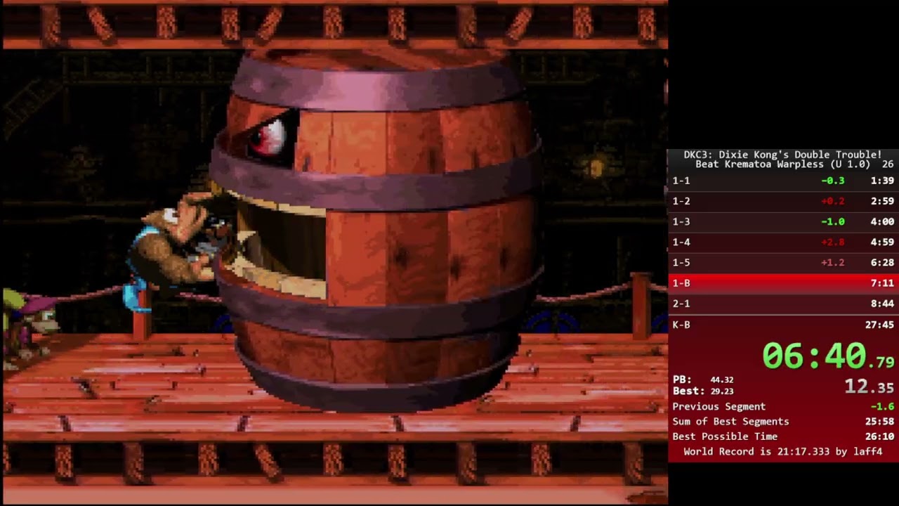 Donkey Kong Country 3 - Beat Krematoa Warpless PB - 27:27
