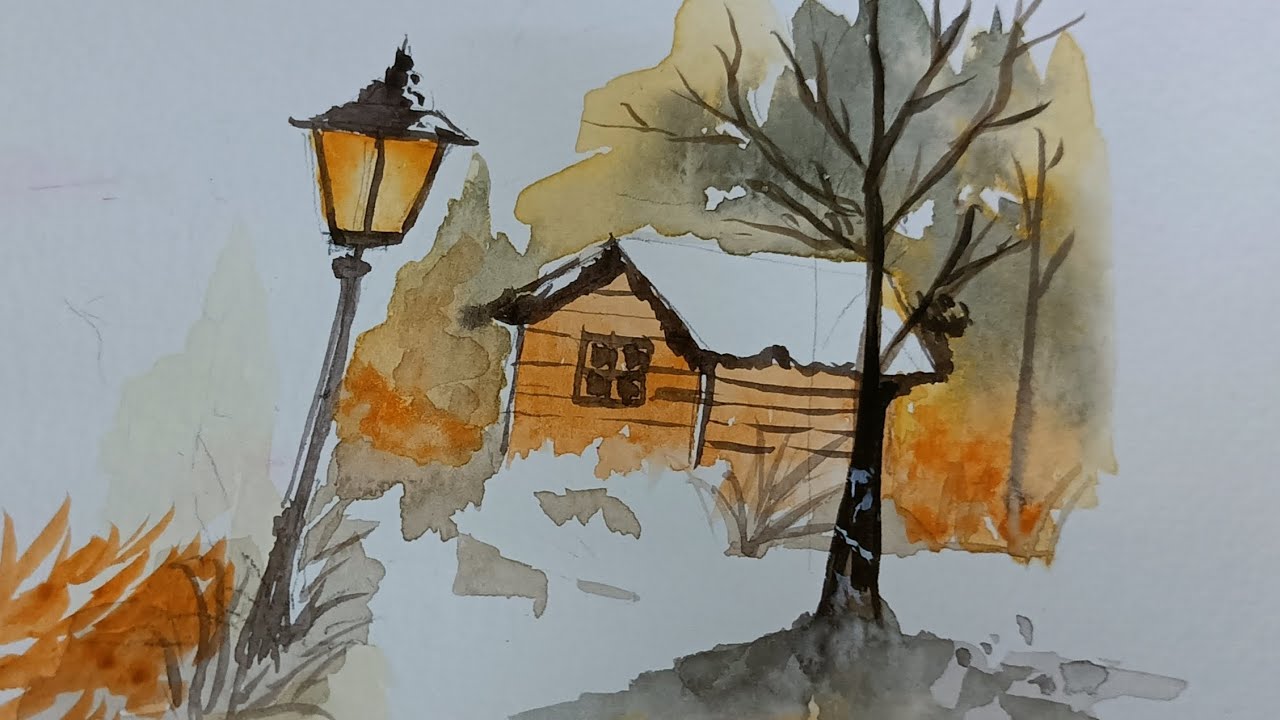 A cottage watercolour painting for beginners 