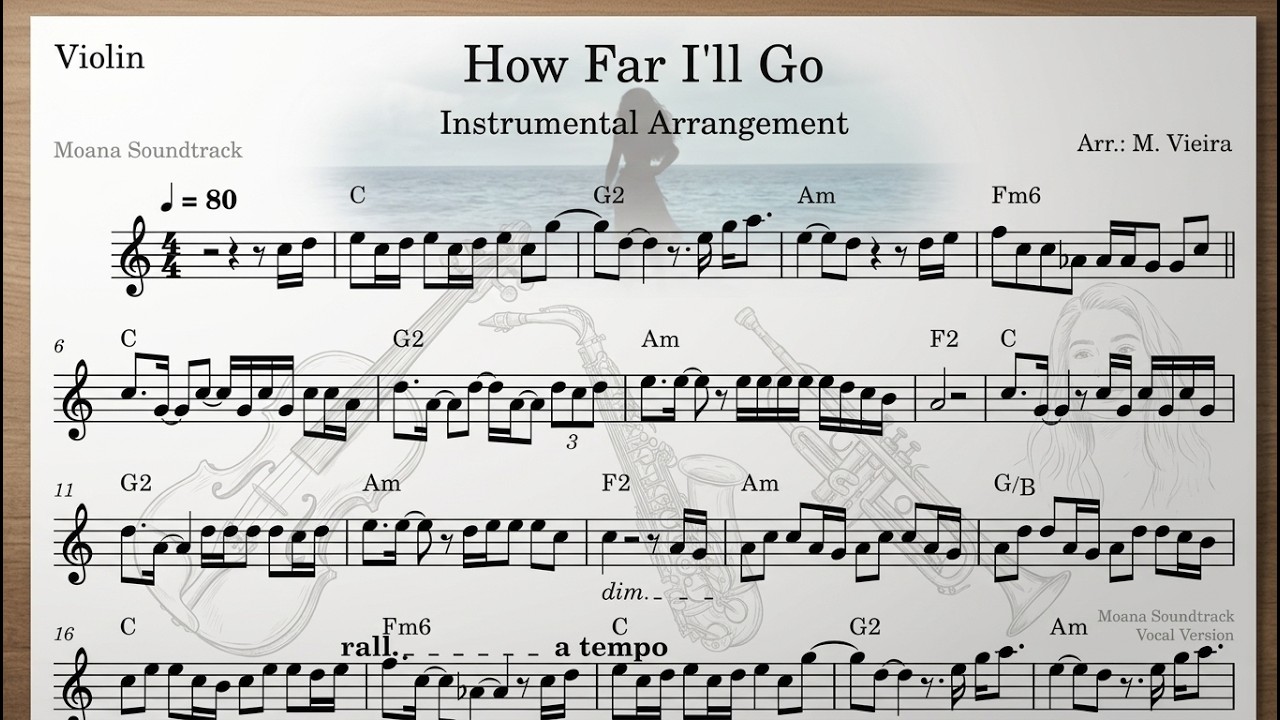 How Far I'll Go (Moana) | Sheet Music for Violin, Alto Sax & Trumpet