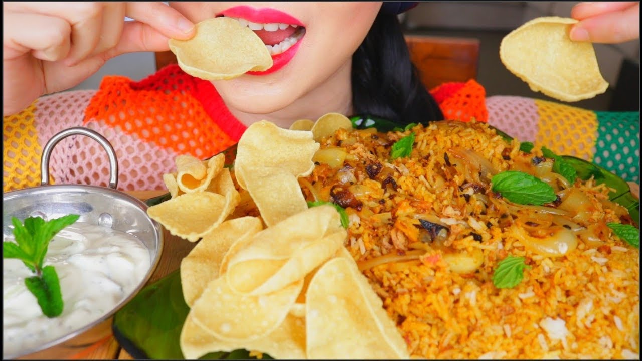 ASMR HYDERABADI BIRYANI CHICKEN | CUCUMBER RAITA | EATING SOUNDS | NO TALKING