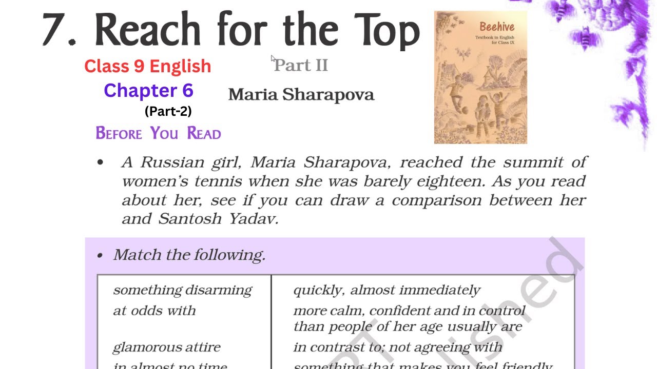 Reach for the Top Maria Sharapova Class 9 English Chapter 7, Class 9 English Chapter 7 Reach for the